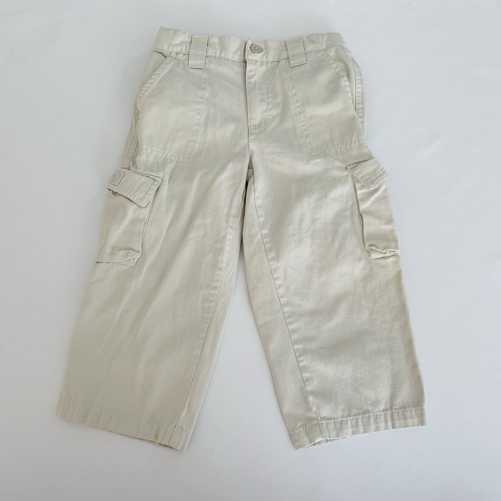 Kitestrings Cargo Pants‎ Toddler Boys 3T Cream Ivory Adjustable Waist Pockets